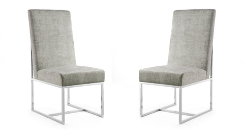Manhattan Comfort Element Modern Velvet Metal Dining Chair in Steel - Set of 2