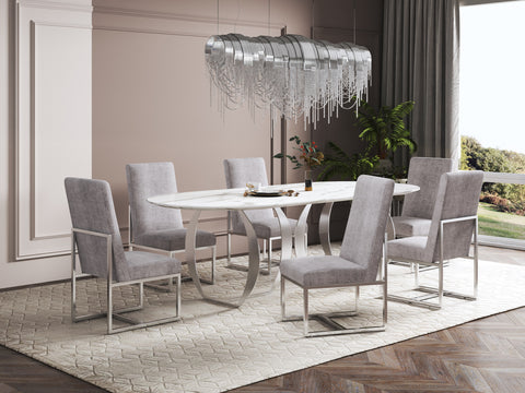 Manhattan Comfort Element Modern Velvet Metal Dining Chair in Steel - Set of 2