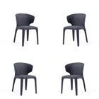 Manhattan Comfort Conrad Mid-Century Modern Upholstered Dining Chair in Black - Set of 4