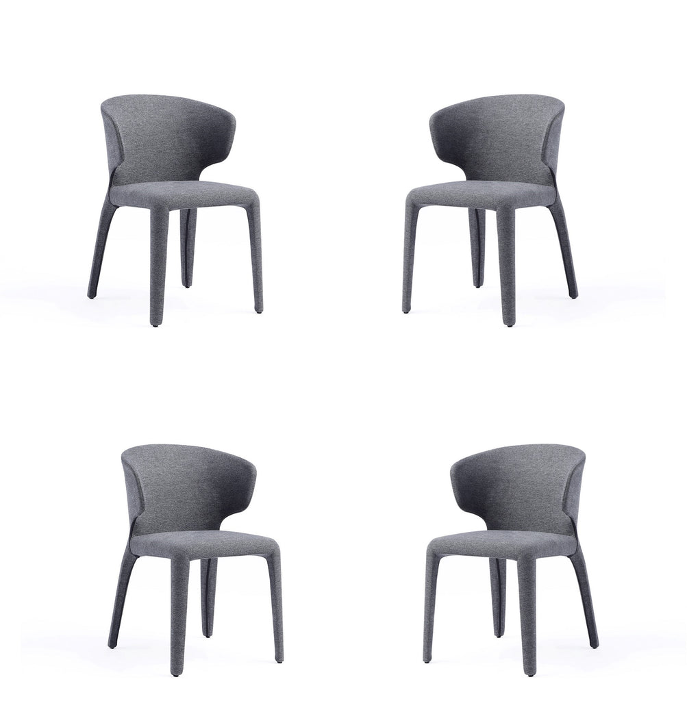 Manhattan Comfort Conrad Mid-Century Modern Upholstered Dining Chair in Gray - Set of 4