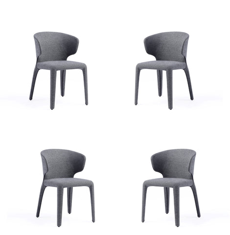 Manhattan Comfort Conrad Mid-Century Modern Upholstered Dining Chair in Gray - Set of 4