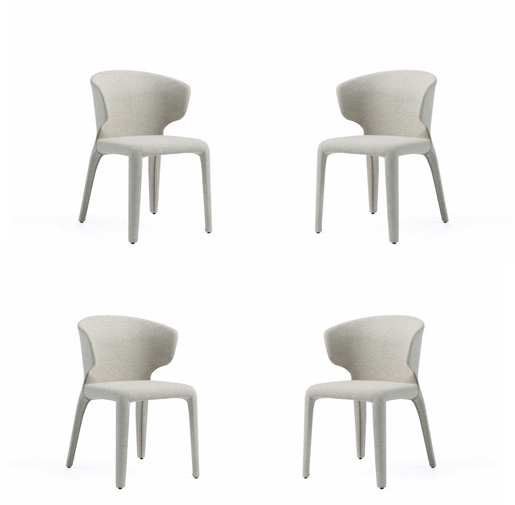 Manhattan Comfort Conrad Mid-Century Modern Upholstered Dining Chair in Wheat - Set of 4