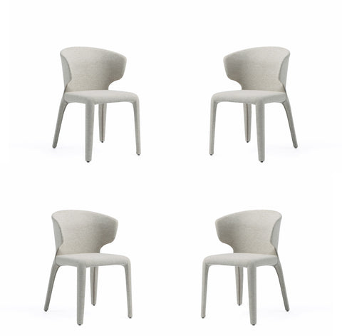 Manhattan Comfort Conrad Mid-Century Modern Upholstered Dining Chair in Wheat - Set of 4