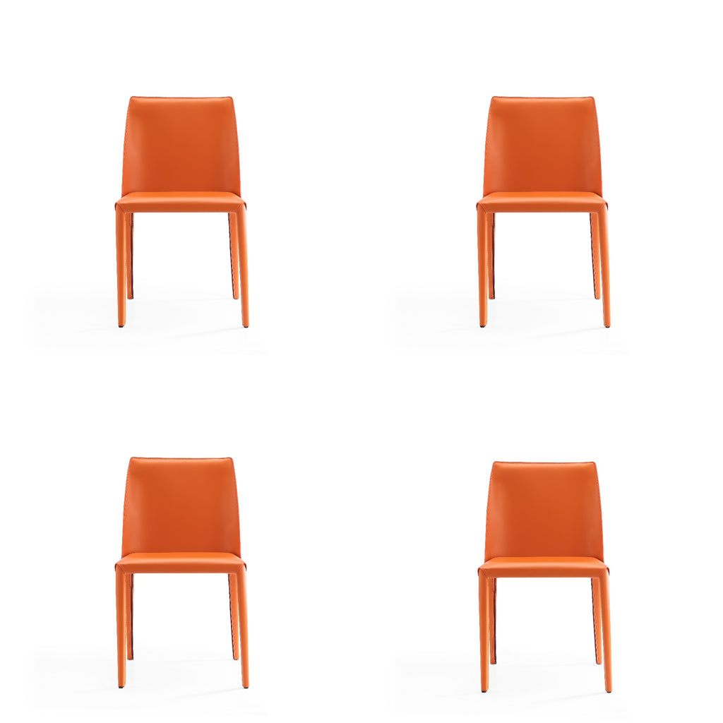 Manhattan Comfort Paris Modern Vegan Leather Dining Chair in Coral - Set of 4