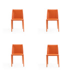 Manhattan Comfort Paris Modern Vegan Leather Dining Chair in Coral - Set of 4
