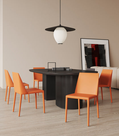 Manhattan Comfort Paris Modern Vegan Leather Dining Chair in Coral - Set of 4