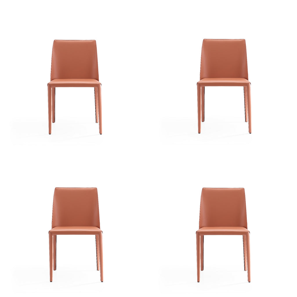 Manhattan Comfort Paris Modern Vegan Leather Dining Chair in Clay - Set of 4