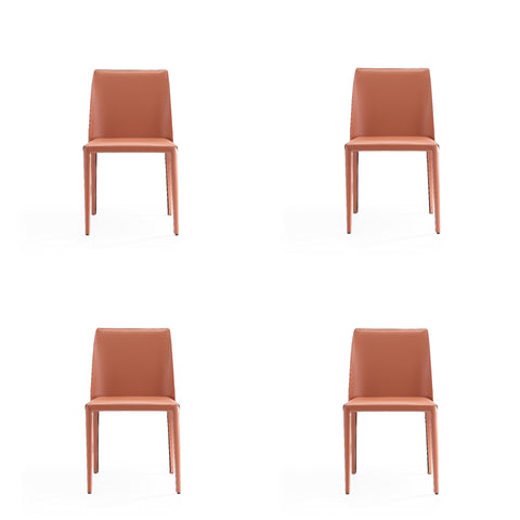 Manhattan Comfort Paris Modern Vegan Leather Dining Chair in Clay - Set of 4