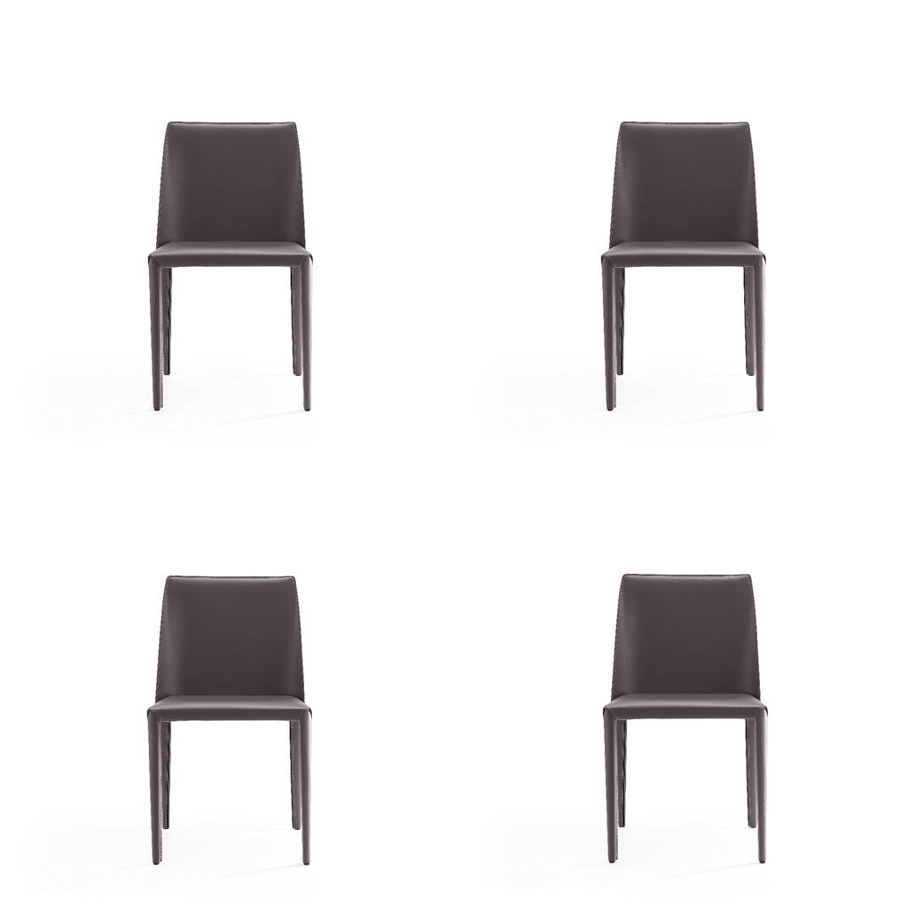 Manhattan Comfort Paris Modern Vegan Leather Dining Chair in Gray - Set of 4