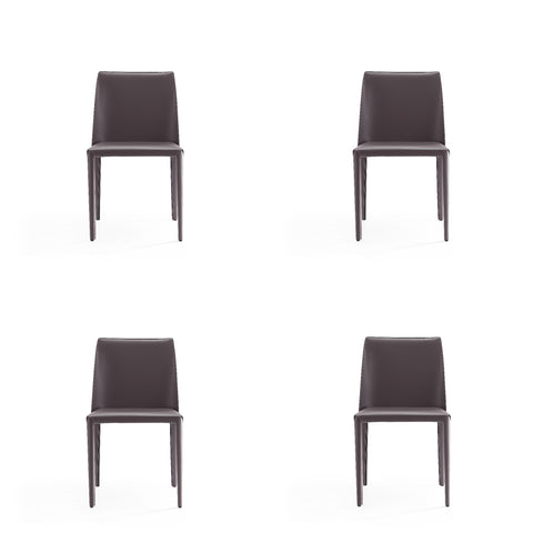 Manhattan Comfort Paris Modern Vegan Leather Dining Chair in Gray - Set of 4