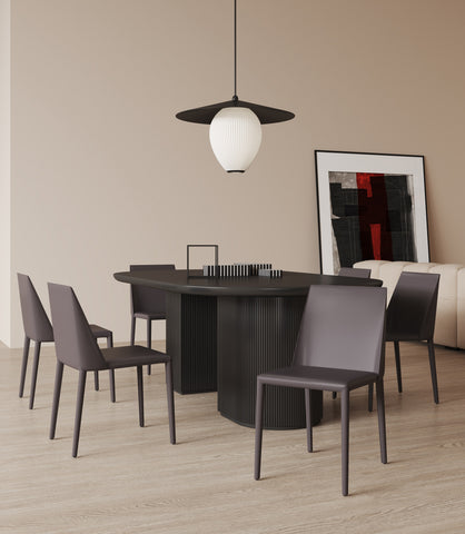 Manhattan Comfort Paris Modern Vegan Leather Dining Chair in Gray - Set of 4