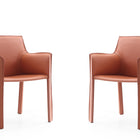 Manhattan Comfort Vogue Modern Vegan Leather Dining Chair in Clay - Set of 2