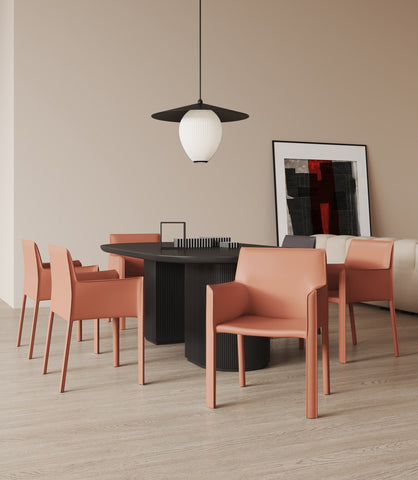 Manhattan Comfort Vogue Modern Vegan Leather Dining Chair in Clay - Set of 2