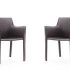 Manhattan Comfort Vogue Modern Vegan Leather Dining Chair in Gray - Set of 2