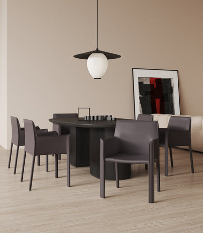 Manhattan Comfort Vogue Modern Vegan Leather Dining Chair in Gray - Set of 2