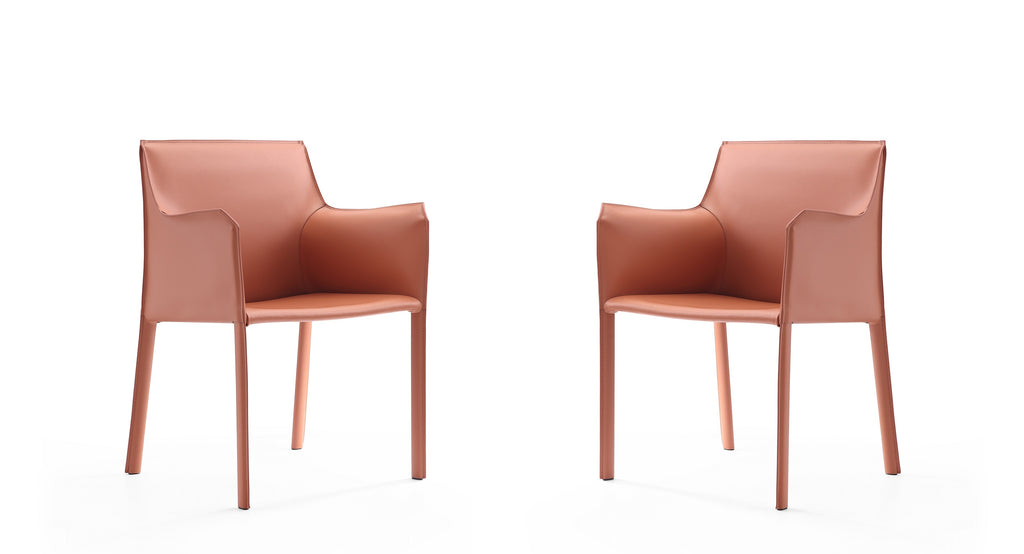 Manhattan Comfort Paris Modern Vegan Leather Side Chair in Clay - Set of 2