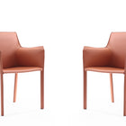 Manhattan Comfort Paris Modern Vegan Leather Side Chair in Clay - Set of 2