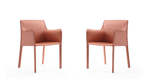 Manhattan Comfort Paris Modern Vegan Leather Side Chair in Clay - Set of 2