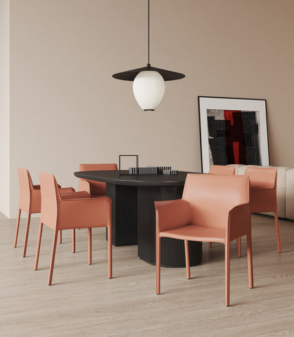 Manhattan Comfort Paris Modern Vegan Leather Side Chair in Clay - Set of 2