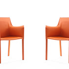 Manhattan Comfort Paris Modern Vegan Leather Side Chair in Coral - Set of 2