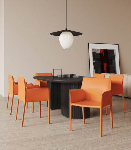Manhattan Comfort Paris Modern Vegan Leather Side Chair in Coral - Set of 2