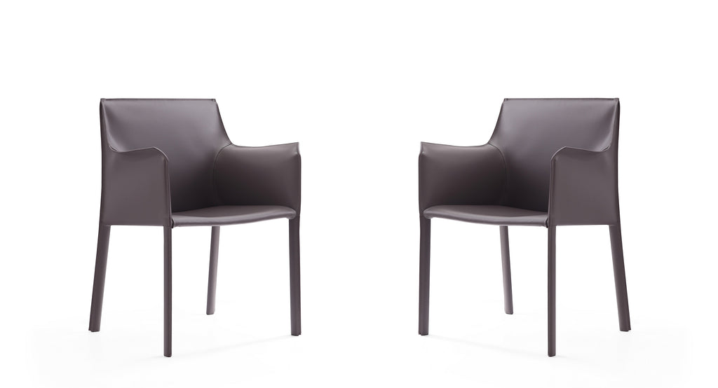 Manhattan Comfort Paris Modern Vegan Leather Side Chair in Gray - Set of 2