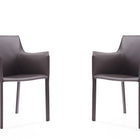 Manhattan Comfort Paris Modern Vegan Leather Side Chair in Gray - Set of 2