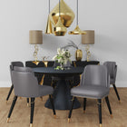 Manhattan Comfort Estelle Modern Vegan Leather Wood Dining Chair in Graphite - Set of 2
