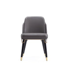 Manhattan Comfort Estelle Modern Vegan Leather Wood Dining Chair in Graphite - Set of 2