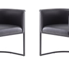 Manhattan Comfort Cosmopolitan Mid-Century Modern Vegan Leather Metal Dining Chair in Black - Set of 2