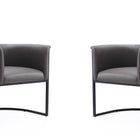 Manhattan Comfort Cosmopolitan Mid-Century Modern Vegan Leather Metal Dining Chair in Graphite - Set of 2