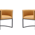 Manhattan Comfort Cosmopolitan Mid-Century Modern Vegan Leather Metal Dining Chair in Camel - Set of 2