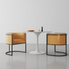 Manhattan Comfort Cosmopolitan Mid-Century Modern Vegan Leather Metal Dining Chair in Camel - Set of 2