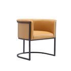 Manhattan Comfort Cosmopolitan Mid-Century Modern Vegan Leather Metal Dining Chair in Camel - Set of 2