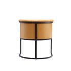 Manhattan Comfort Cosmopolitan Mid-Century Modern Vegan Leather Metal Dining Chair in Camel - Set of 2
