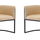Manhattan Comfort Cosmopolitan Mid-Century Modern Vegan Leather Metal Dining Chair in Tan - Set of 2