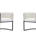Manhattan Comfort Cosmopolitan Mid-Century Modern Vegan Leather Metal Dining Chair in Ivory - Set of 2