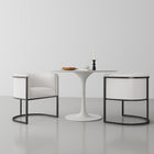 Manhattan Comfort Cosmopolitan Mid-Century Modern Vegan Leather Metal Dining Chair in Ivory - Set of 2