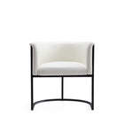 Manhattan Comfort Cosmopolitan Mid-Century Modern Vegan Leather Metal Dining Chair in Ivory - Set of 2