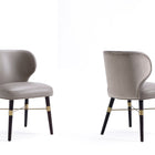 Manhattan Comfort Strine Modern Wood Upholstered Dining Chair in Dark Taupe - Set of 2