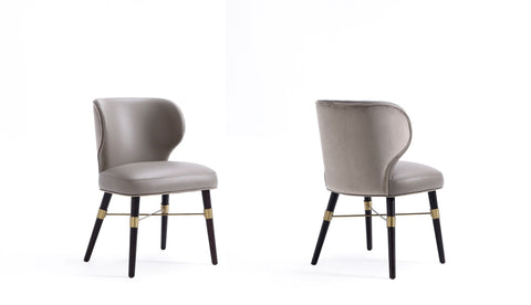 Manhattan Comfort Strine Modern Wood Upholstered Dining Chair in Dark Taupe - Set of 2