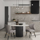Manhattan Comfort Strine Modern Wood Upholstered Dining Chair in Dark Taupe - Set of 2