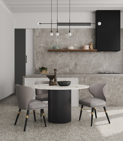 Manhattan Comfort Strine Modern Wood Upholstered Dining Chair in Dark Taupe - Set of 2