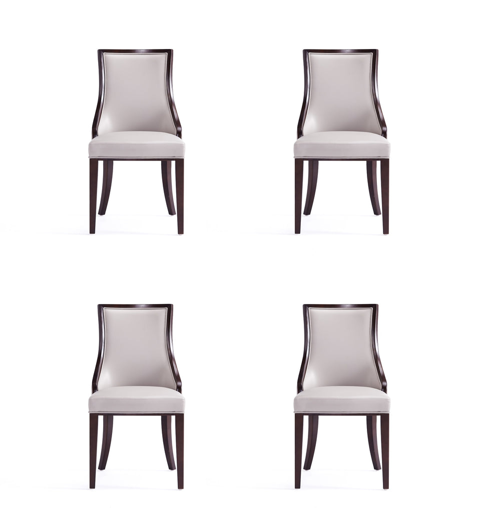 Manhattan Comfort Grand Traditional Wood Upholstered Dining Chair in Light Gray - Set of 4