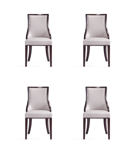 Manhattan Comfort Grand Traditional Wood Upholstered Dining Chair in Light Gray - Set of 4