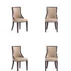 Manhattan Comfort Grand Traditional Wood Upholstered Dining Chair in Tan - Set of 4