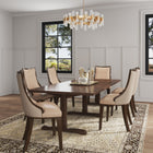 Manhattan Comfort Grand Traditional Wood Upholstered Dining Chair in Tan - Set of 4