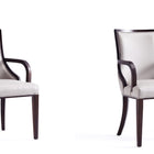Manhattan Comfort Grand Traditional Wood Upholstered Armchair in Light Gray - Set of 2