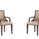 Manhattan Comfort Grand Traditional Wood Upholstered Armchair in Tan - Set of 2