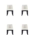 Manhattan Comfort Gansevoort Modern Vegan Leather Wood Dining Chair in Ivory - Set of 4